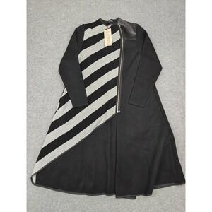 Metamorphoza Dress Womens Small Black Striped Asymmetrical Zip Long A-Line
